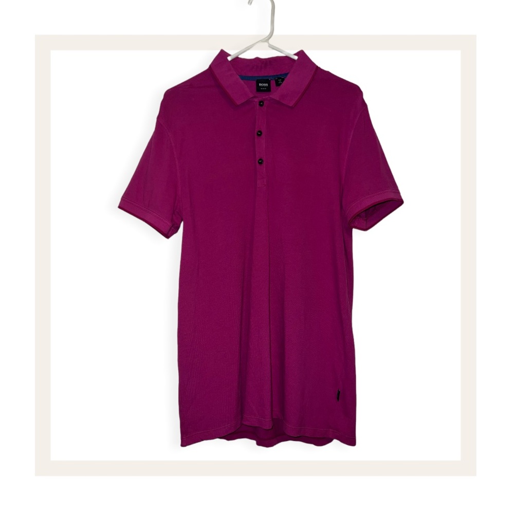 BOSS HUGO BOSS Slim Fit Polo Shirt (Magenta) (Men's XL)